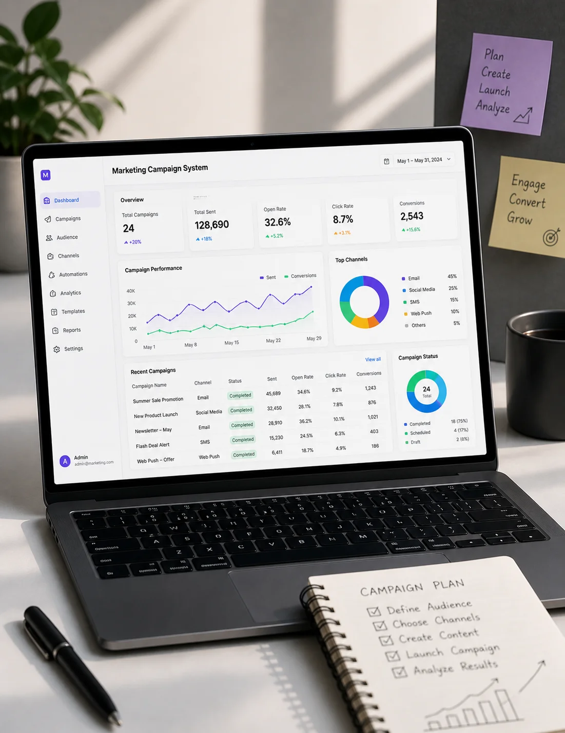 Marketing Campaign System — Executed high-performance digital campaigns generating over 500,000 impressions and 1,000+ B2B leads through LinkedIn, Instagram, and targeted outreach strategies.